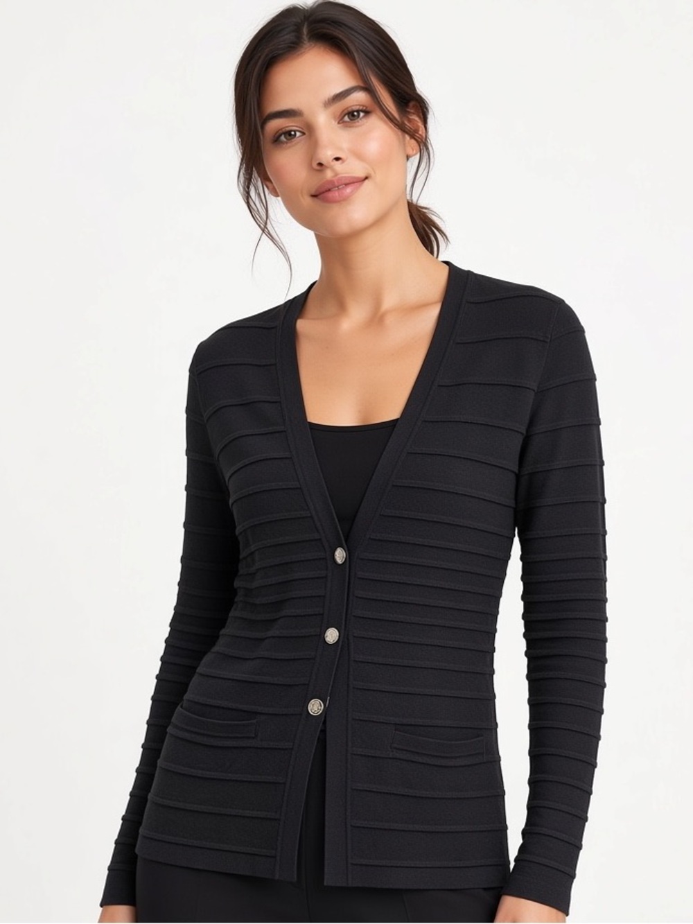 Escada Margaretha Ley Vintage wool blend cardigan luxurious classic jet black L